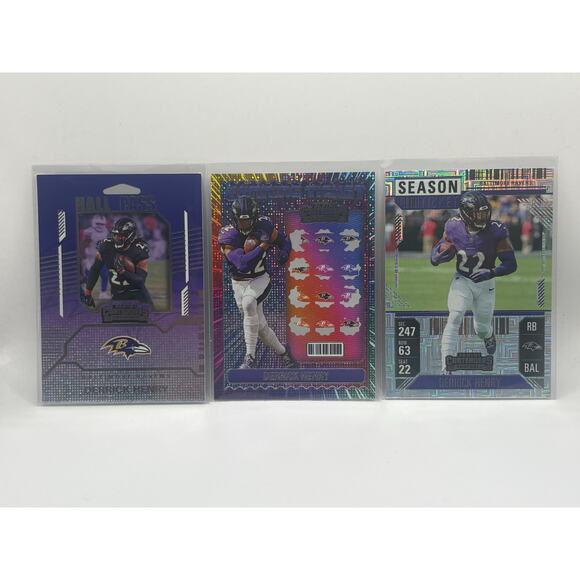 2024 Contenders Derrick Henry 3 Card Lot Hall Pass Winning Ticket & Base Ravens - Picture 1 of 2
